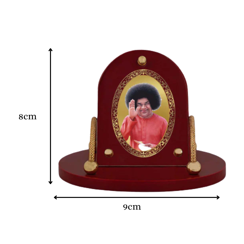 Satya Sai Baba | Divine Sai Baba Car Dashboard & Tabletop Photo Frame in 24K Gold Plated Foil