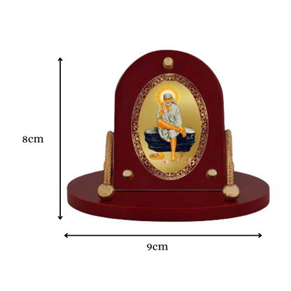 Sai Baba of Shirdi | Divine Sai Baba Car Dashboard & Tabletop Photo Frame in 24K Gold Plated Foil