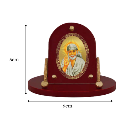Sai Baba Blessing Pose | Divine Sai Baba Car Dashboard & Tabletop Photo Frame in 24K Gold Plated Foil