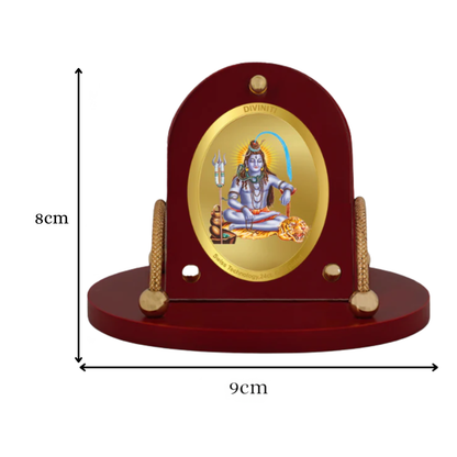 Diviniti 24K Gold Plated Shiva Frame for Car Dashboard, Home Decor, Table & Office (8 CM x 9 CM)