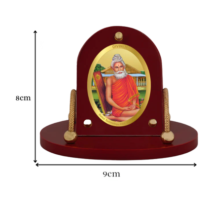 Diviniti 24K Gold Plated Foil Baba Lokenath Frame for Car Dashboard, Home Decor, Table & Office (8 CM x 9 CM)