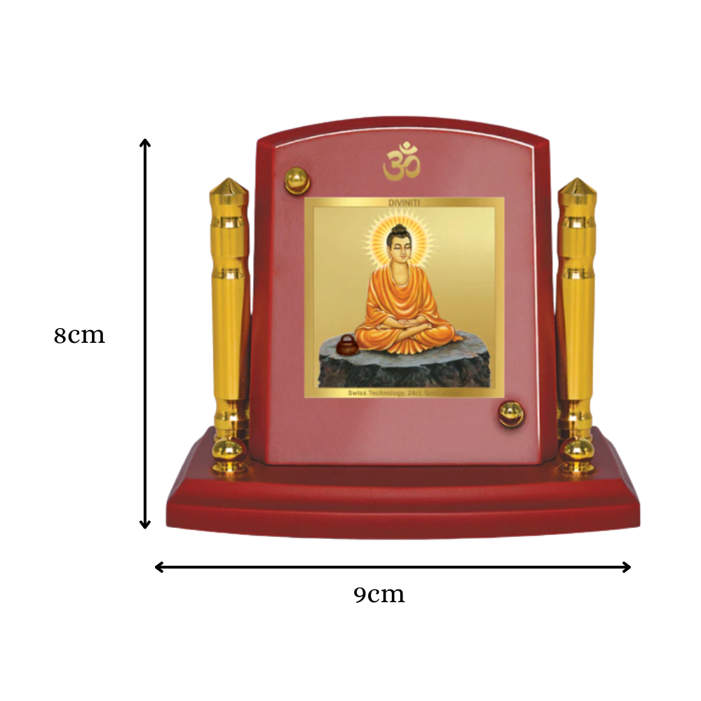 Lord Buddha| Meditation Buddhism Car Dashbaord Frame in 24K Gold Plated Foil