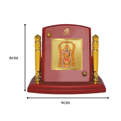 Tirupati Balaji | Divine Lord Balaji Car Dashboard & Tabletop Photo Frame in 24K Gold Plated Foil
