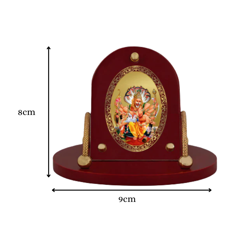Narasimha | Divine Lord Narasimha Car Dashboard & Tabletop Photo Frame in 24K Gold Plated Foil