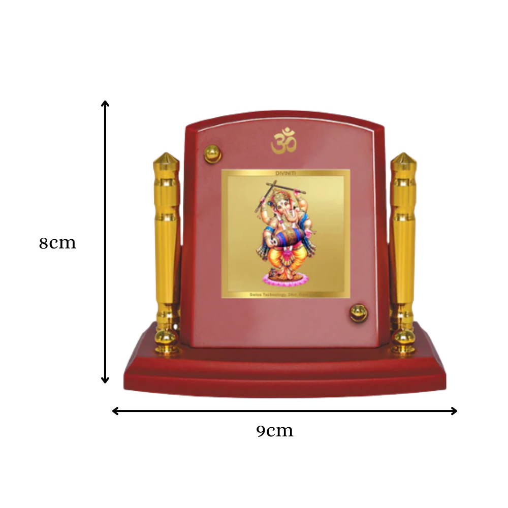 Dancing Ganesha | Symbol of Joy, Energy, and Auspicious Beginnings Car Dashboard Frame in 24K Gold Plated Foil