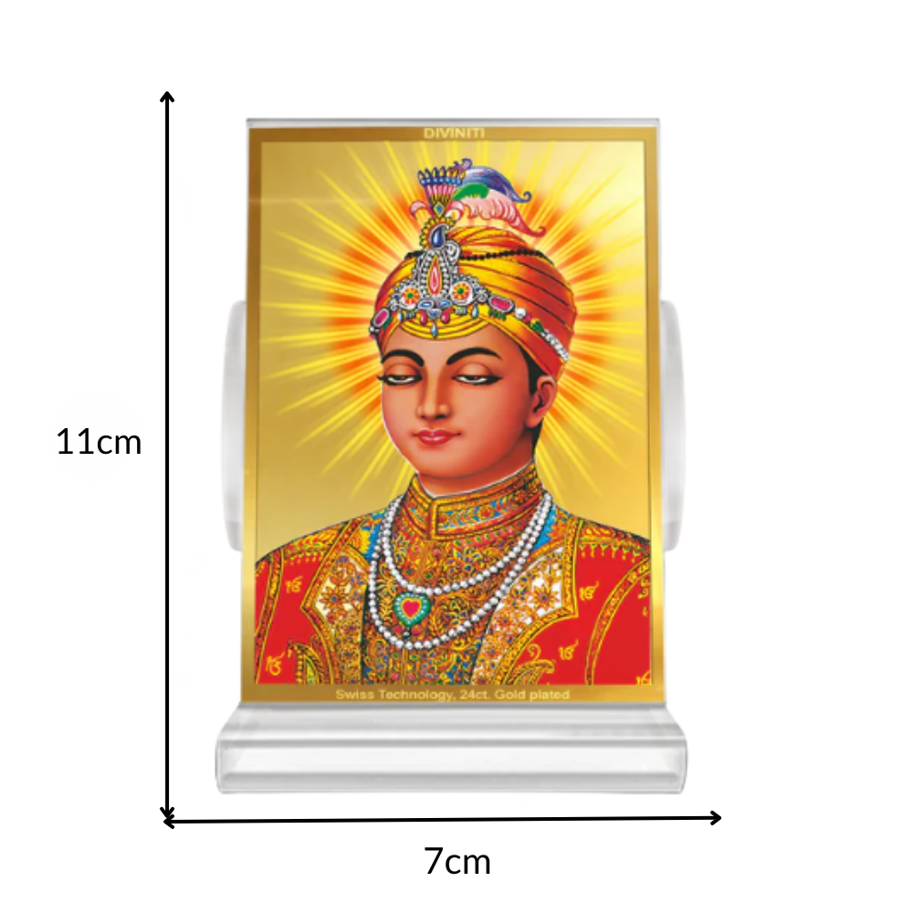 Guru Harkrishan Sahib Ji | Eighth Sikh Guru and Bala Pritam Spiritual Car dashboard frame in 24K Gold Plated Foil