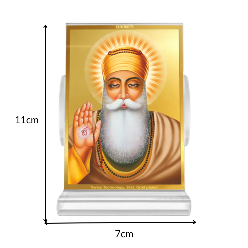 Guru Nanak Dev Ji Divine Waheguru For Sacred Sikh Religious Car Dashboard Frame in 24K Gold Plated Foil