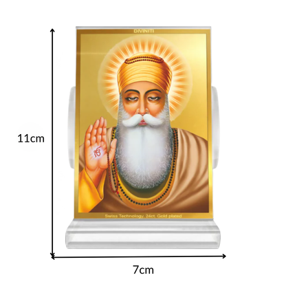 Guru Nanak Dev Ji Divine Waheguru For Sacred Sikh Religious Car Dashboard Frame in 24K Gold Plated Foil