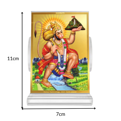 Hanuman Carrying Sanjeevani Mountain | Lord Hanuman Car Dashboard Frame in 24K Gold Plated Foil