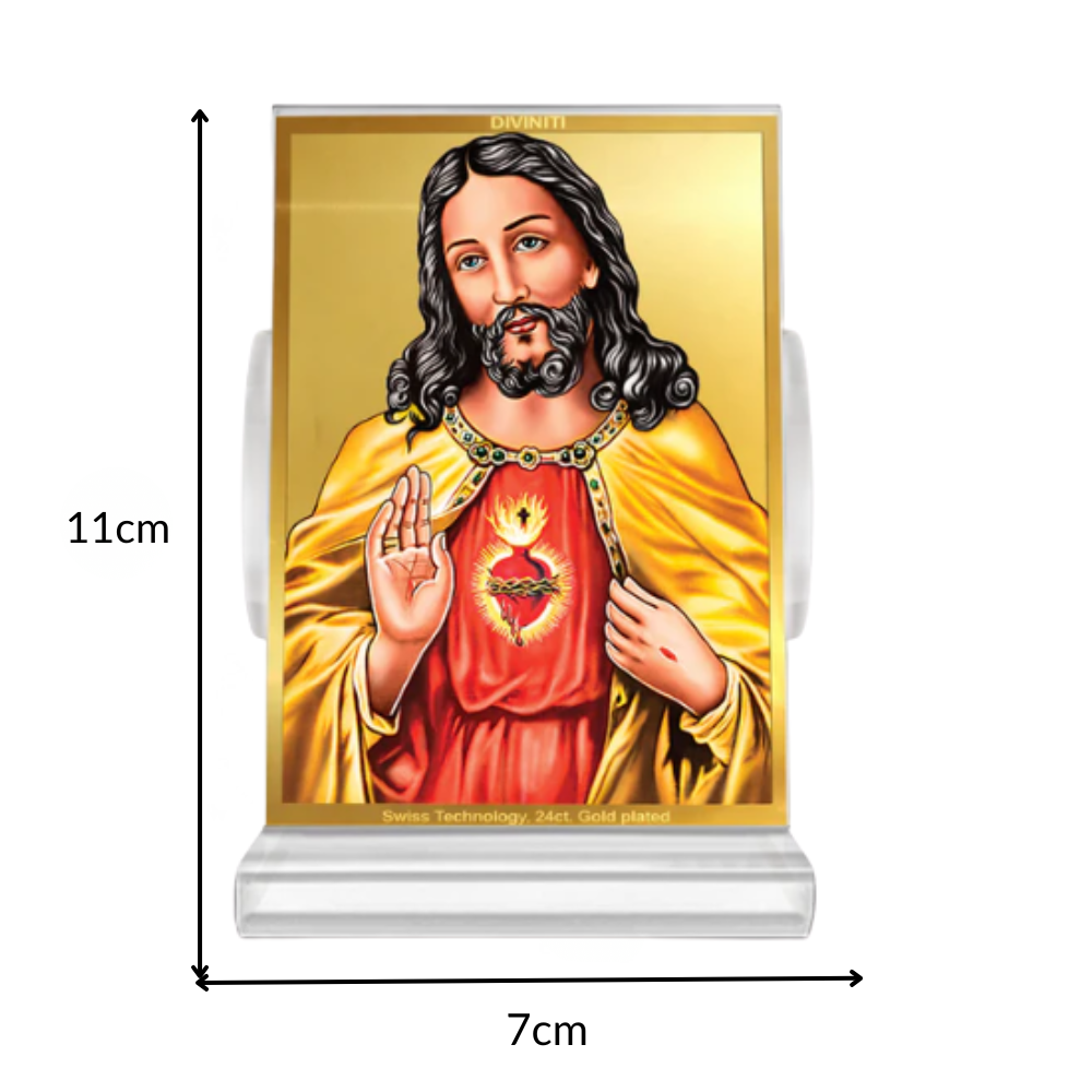 Jesus Christ | Symbol of Peace, Sacrifice & Redemption Car Dashboard Frame in 24K Gold Plated Foil "