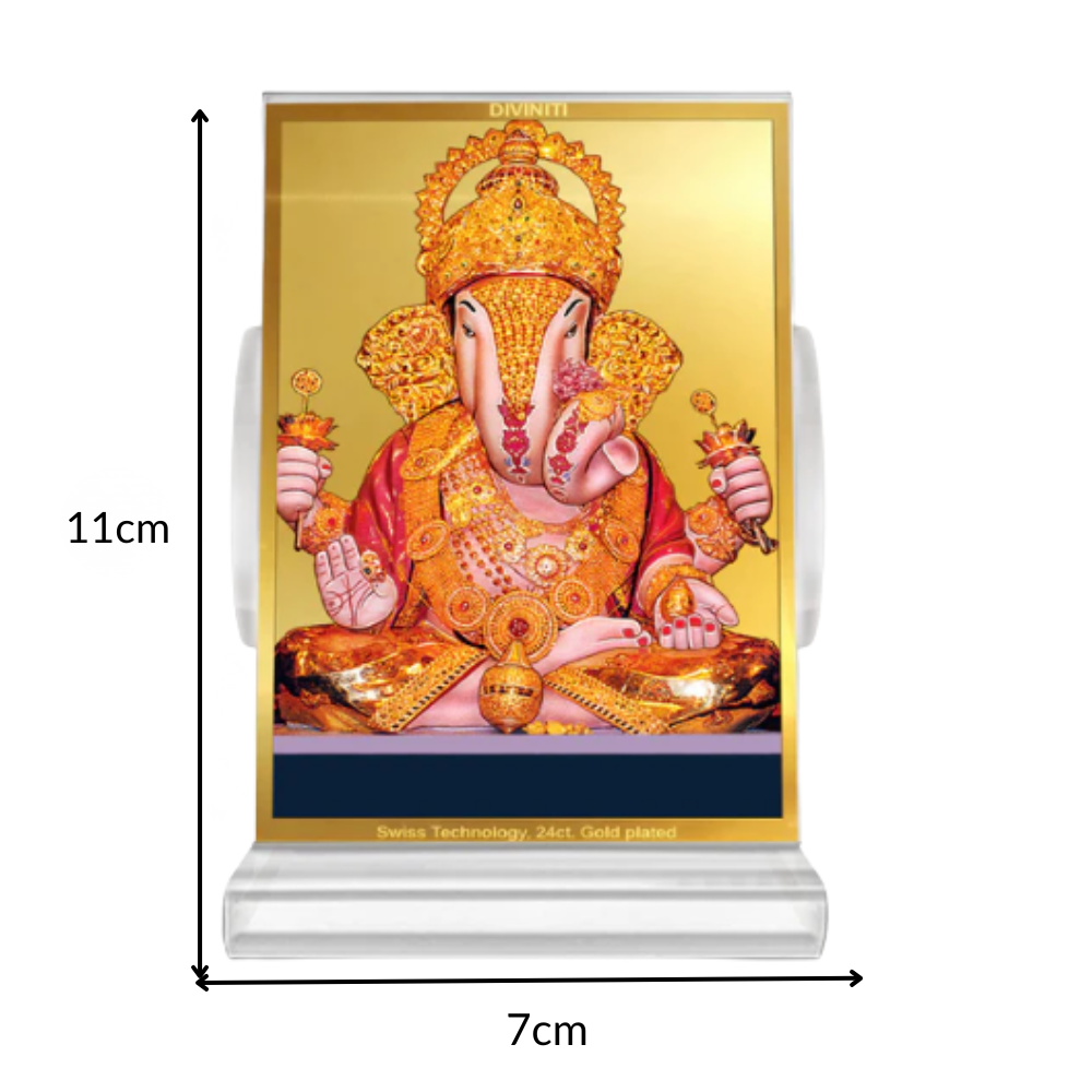 Dagdu Ganesh | Shri Dagdusheth Halwai Ganpati Car Dashboard Frame in 24K Gold Plated Foil
