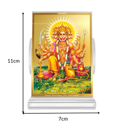 Panchmukhi Hanuman | Five-Faced Hanuman Car Dashboard Frame in 24K Gold Plated Foil