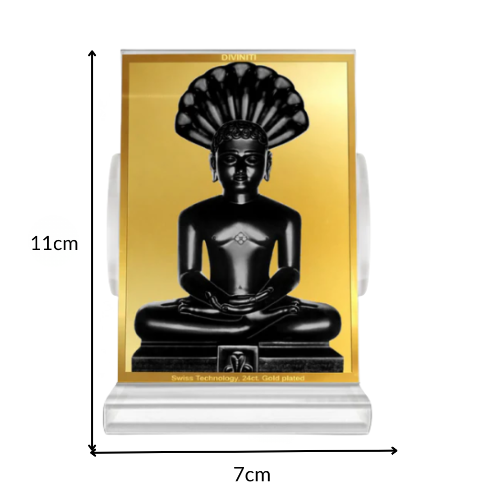 Lord Parshvanatha | 23rd Jain Tirthankara Car Dashboard Frame in 24K Gold Plated Foil