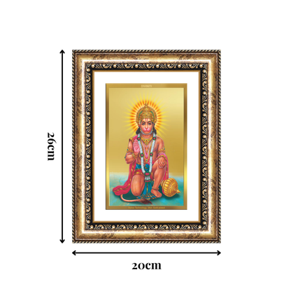 Diviniti 24K Gold Plated Ashirwad Hanuman (Classic) Divine Wall Frame for Home Mandir & Office Decor | Luxury Spiritual Gift