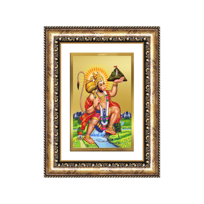 Diviniti 24K Gold Plated Hanuman With Mountain (Classic) Divine Wall Frame for Home Mandir & Office Decor | Luxury Spiritual Gift