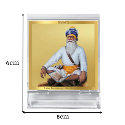 Diviniti 24K Gold Plated Baba Deep Singh Ji Acrylic Frame for Car Dashboard, Home Decor, Tabletop, Puja Room, Festival Gift ACF3A