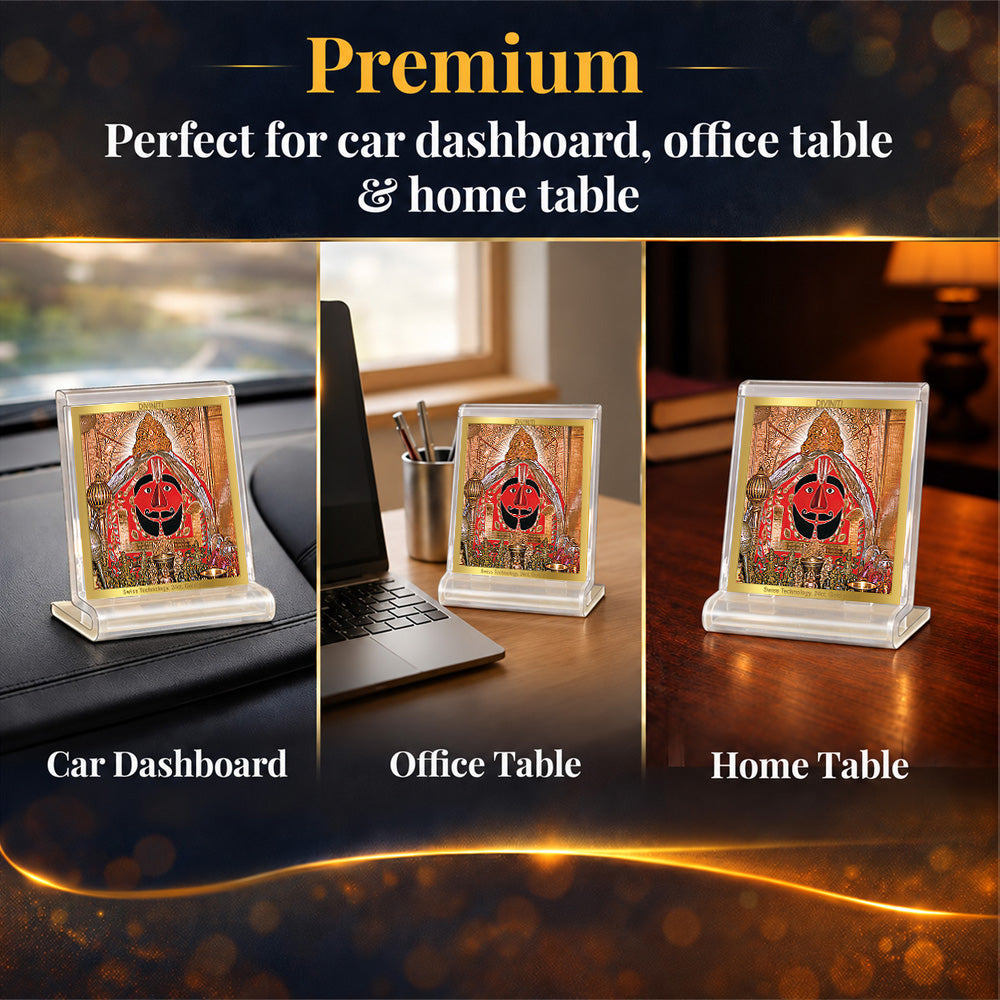 24K Gold-Plated Salasar Balaji Acrylic Car Dashboard Frame | 6x5 CM