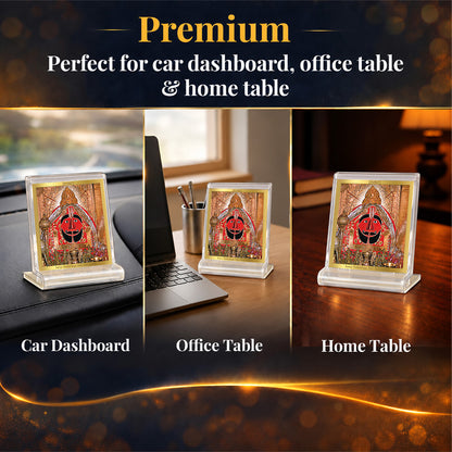 24K Gold-Plated Salasar Balaji Acrylic Car Dashboard Frame | 6x5 CM