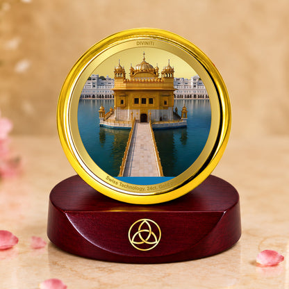 24K Gold-Plated Golden Temple Car Dashboard Frame | 5x5 CM