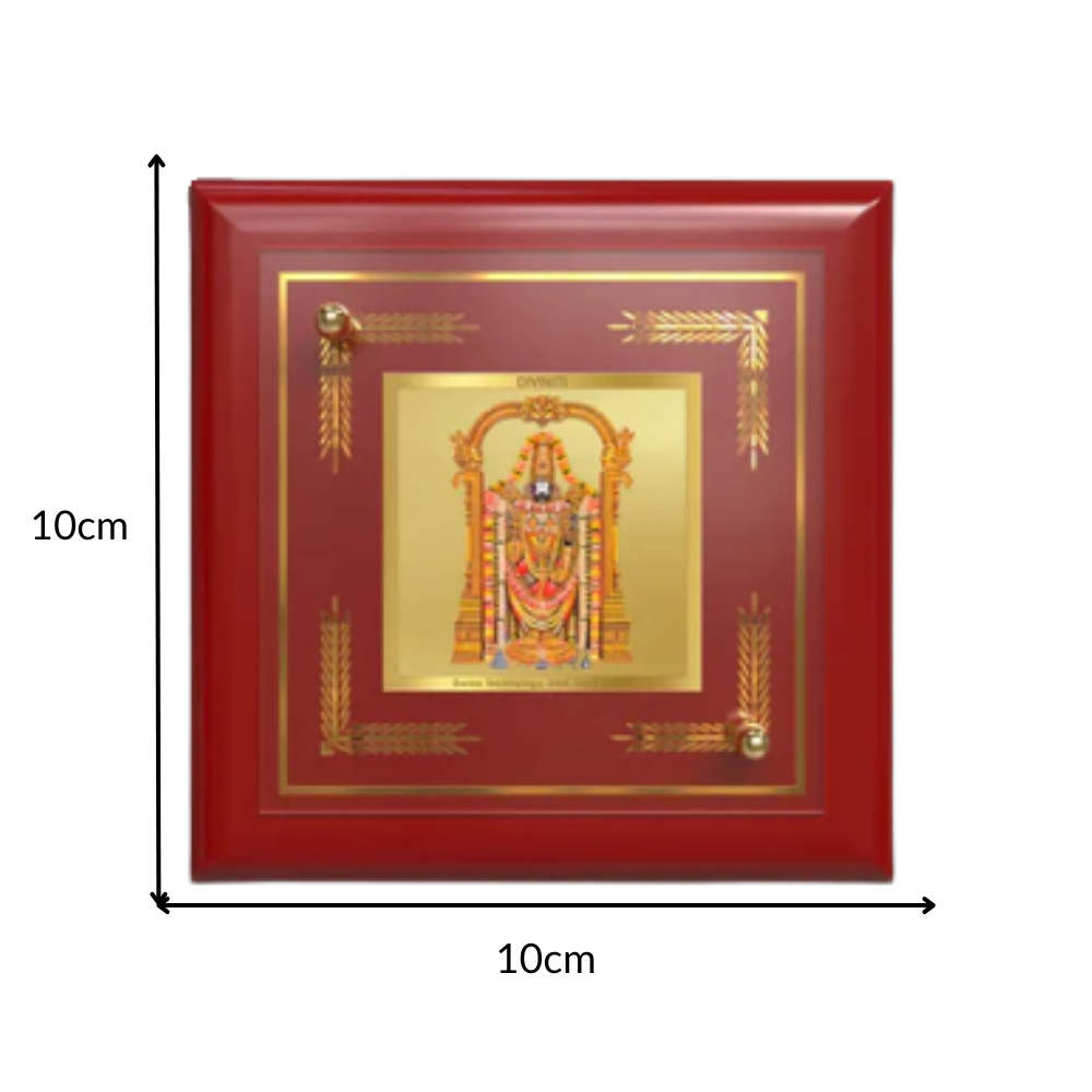 Lord Tirupati Balaji | Sri Venkateswara | Supreme Form of Vishnu from Tirumala Tabletop Frame in 24K Gold Plated Foil