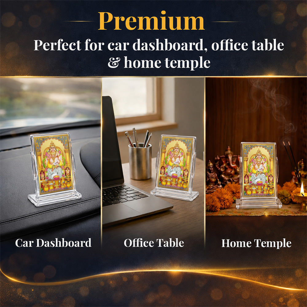 24K Gold-Plated Lord Kuber Acrylic Car Dashboard Frame | 11x7 CM