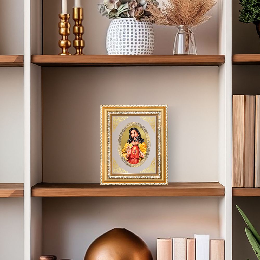 Jesus Christ Divine Christian Sacred Faith & Redemption Royal Tabletop Frame in 24K Gold Plated Foil