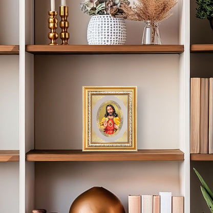 Jesus Christ Divine Christian Sacred Faith & Redemption Royal Tabletop Frame in 24K Gold Plated Foil