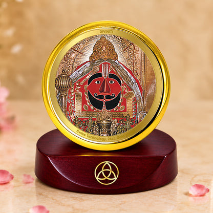 24K Gold-Plated Salasar Balaji Car Dashboard Frame | 5x5 CM