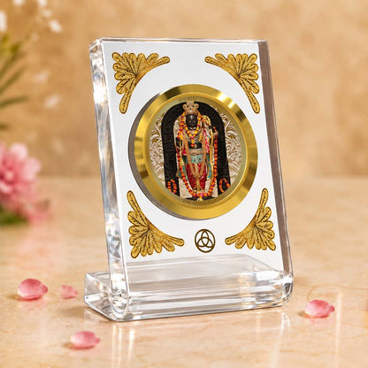 24K Gold-Plated Ram Lalla Acrylic Car Dashboard Frame | 8x7 CM