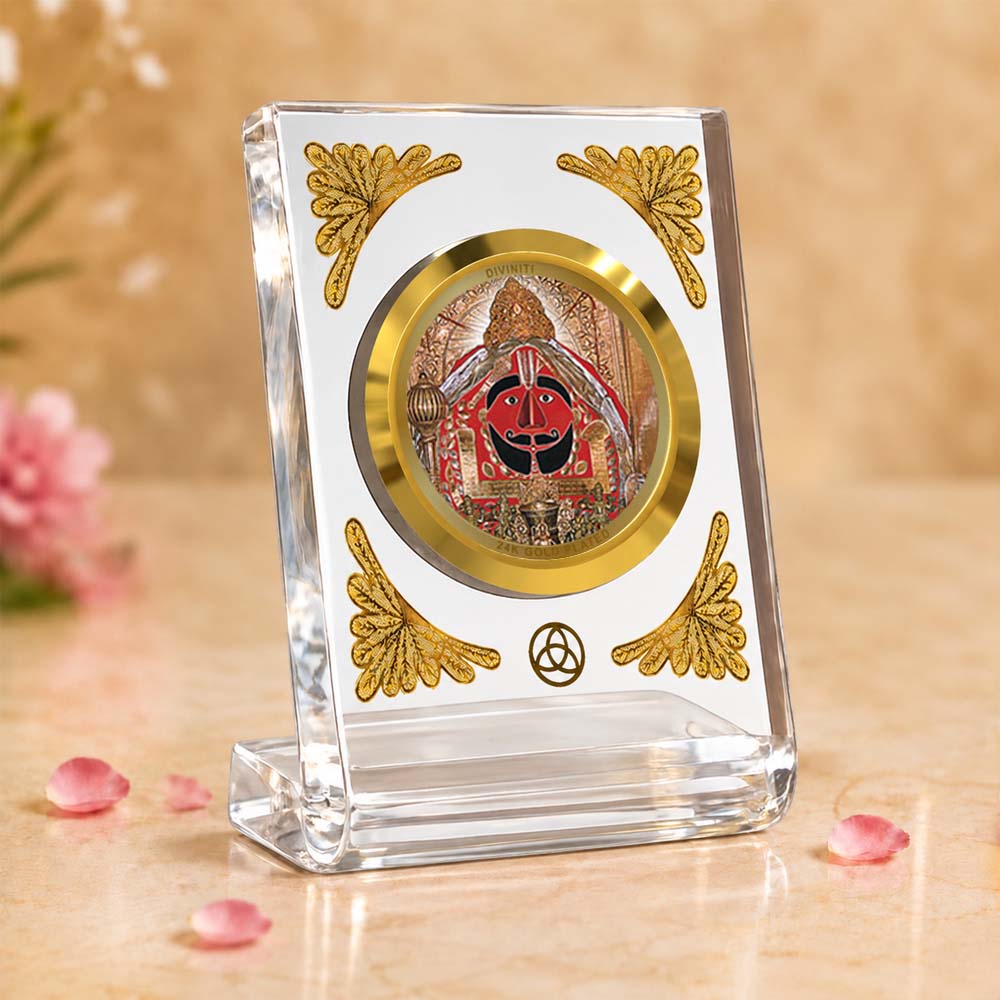 24K Gold Plated Salasar Balaji Acrylic Car Dashboard Frame | 8x7 CM