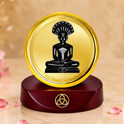 24K Gold-Plated Parshwanath Ji Car Dashboard Frame | 5x5 CM