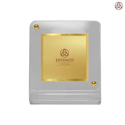 Diviniti Acrylic Personalization Car Dashboard Frame in 24K Gold Plated Foil showcasing elegant craftsmanship and design.