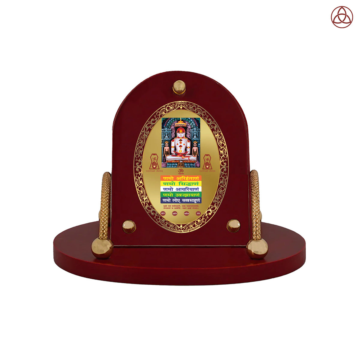 Adinath with Namokar Mantra | Divine Jain Tirthankara Car Dashboard & Tabletop Photo Frame in 24K Gold Plated Foil