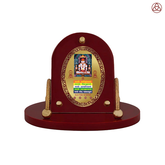 Adinath with Namokar Mantra | Divine Jain Tirthankara Car Dashboard & Tabletop Photo Frame in 24K Gold Plated Foil