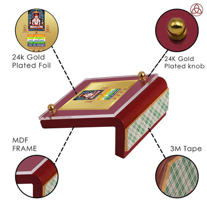 Adinath with Namokar Mantra | Divine Jain Tirthankara Car Dashboard & Tabletop Photo Frame in 24K Gold Plated Foil