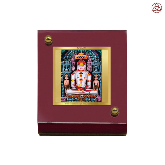 Adinath | Jain Tirthankara Car Dashboard & Tabletop Photo Frame in 24K Gold Plated Foil