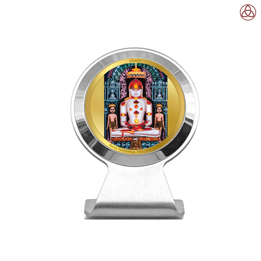 Adinath | Divine Jain Tirthankar Car Dashboard & Tabletop Photo Frame in 24K Gold Plated Foil