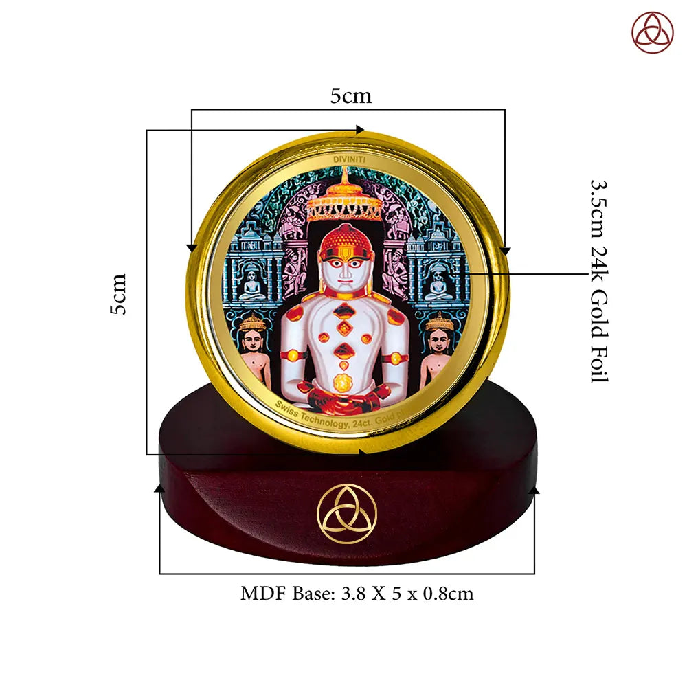 Adinath | Adishwara Tirthankara Rishabhanatha For Car Dashboard Frame in 24K Gold Plated Foil