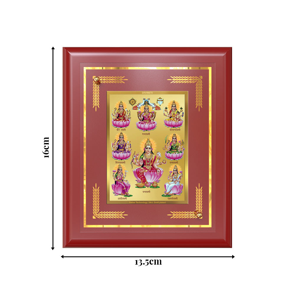 Diviniti 24K Gold Plated Ashtalakshmi Blessing Tabletop Photo Frame | Wealth, Prosperity & Divine Abundance