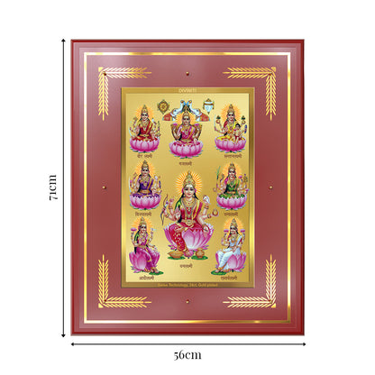 Ashtalakshmi | Lakshmi Devi for Wall Mount Photo Frame in 24K Gold Plated Foil