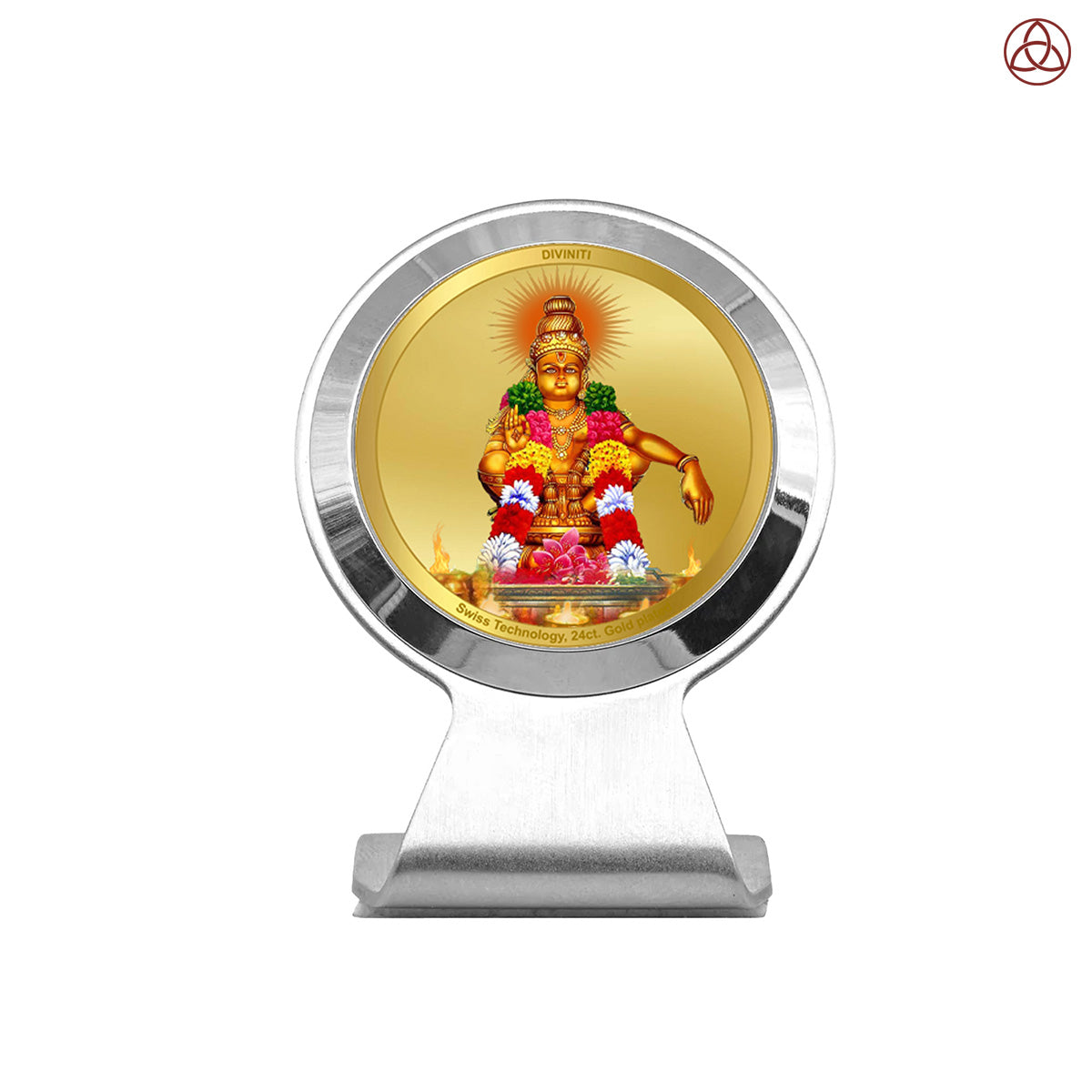 Ayyappan | Divine Lord Ayyappa Car Dashboard & Tabletop Photo Frame in 24K Gold Plated Foil