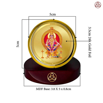 Lord Ayyappan | Hariharan For Car Dashboard Frame in 24K Gold Plated Foil