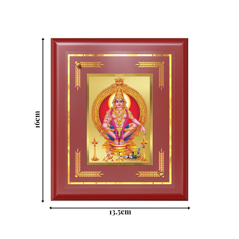Diviniti 24K Gold Plated Lord Ayyappan Blessing Tabletop Photo Frame | Strength, Devotion & Divine Grace