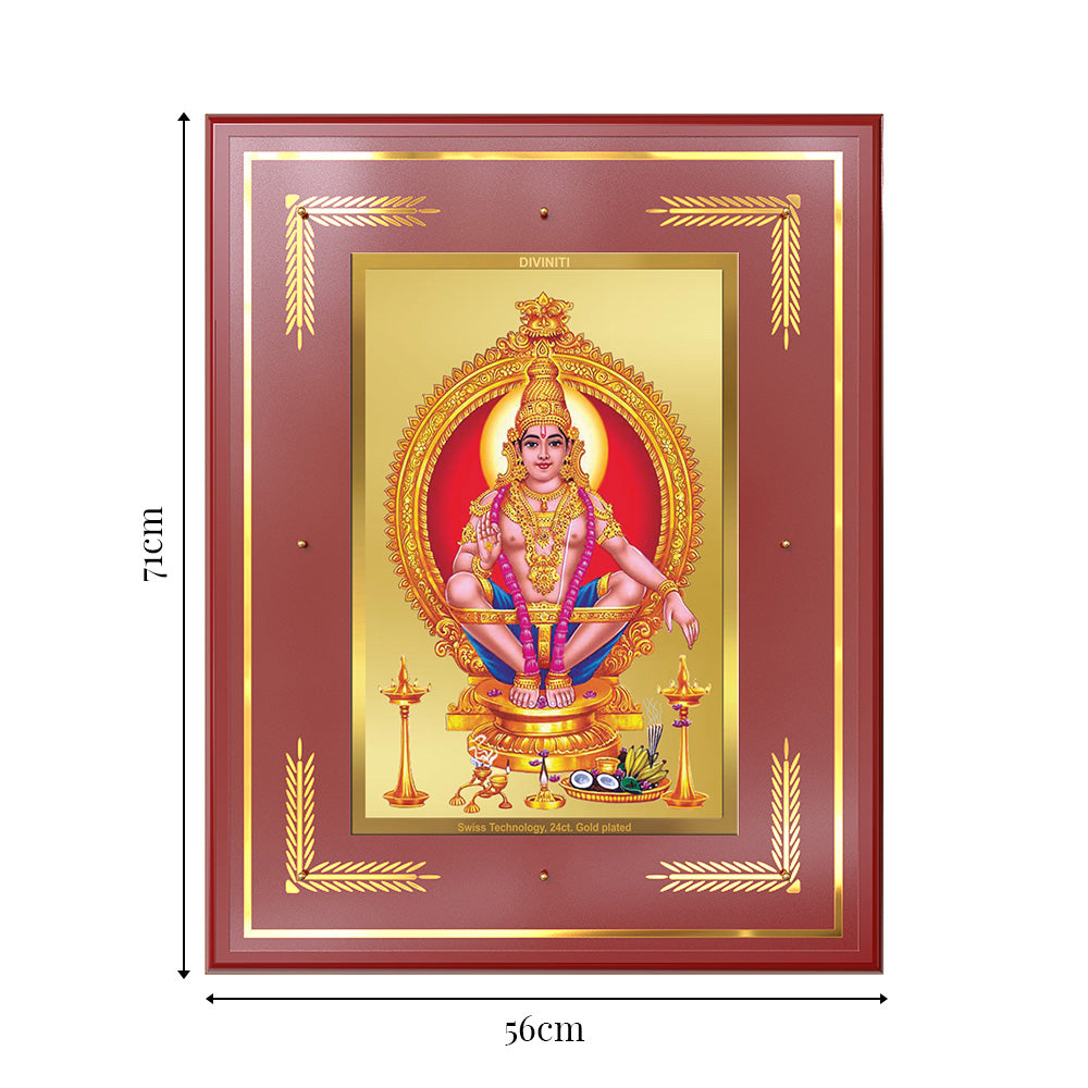 Lord Ayyappan | Hariharan for Wall Mount Photo Frame in 24K Gold Plated Foil