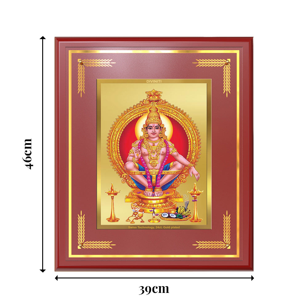 Lord Ayyappan | Hariharan for Wall Mount Photo Frame in 24K Gold Plated Foil