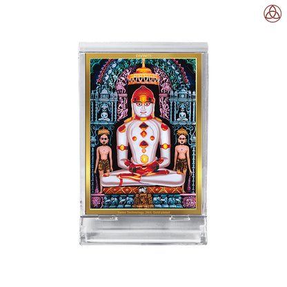 Adinath | Adishwara Tirthankara Rishabhanatha For Car Dashboard Frame in 24K Gold Plated Foil