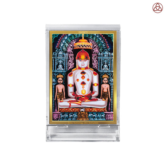Adinath | Adishwara Tirthankara Rishabhanatha For Car Dashboard Frame in 24K Gold Plated Foil