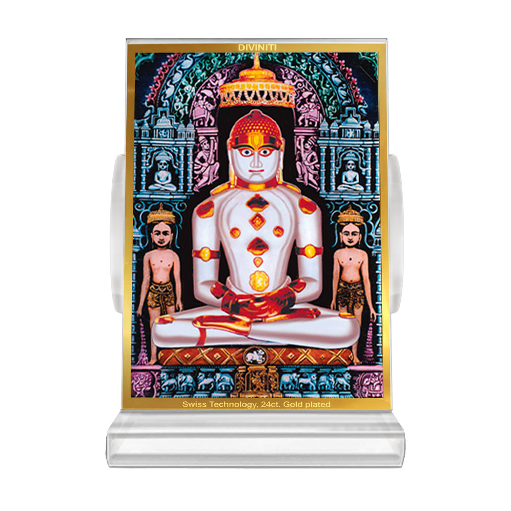Adinath | Adishwara Tirthankara Rishabhanatha For Car Dashboard Frame in 24K Gold Plated Foil