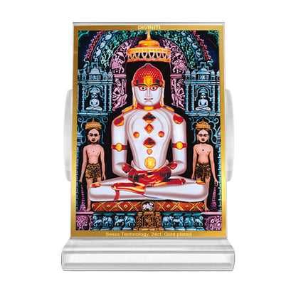 Adinath | Adishwara Tirthankara Rishabhanatha For Car Dashboard Frame in 24K Gold Plated Foil