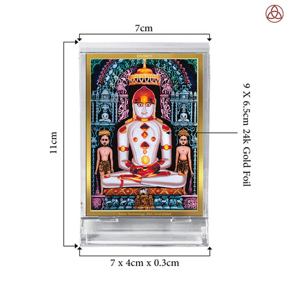 Adinath | Adishwara Tirthankara Rishabhanatha For Car Dashboard Frame in 24K Gold Plated Foil